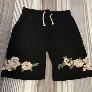 Civil Regime terry cloth shorts with roses NEW